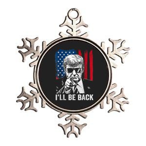 Ill Be Back Trump 2024 Patriotic 4th Of July American Flag Metallic Star Ornament