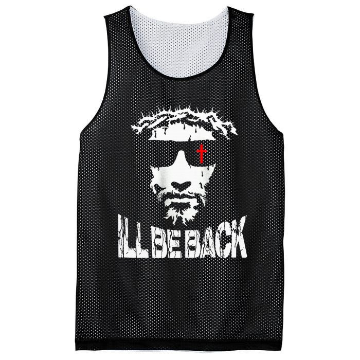 ILl Be Back Jesus Christ Faith Based Christian Design Mesh Reversible Basketball Jersey Tank