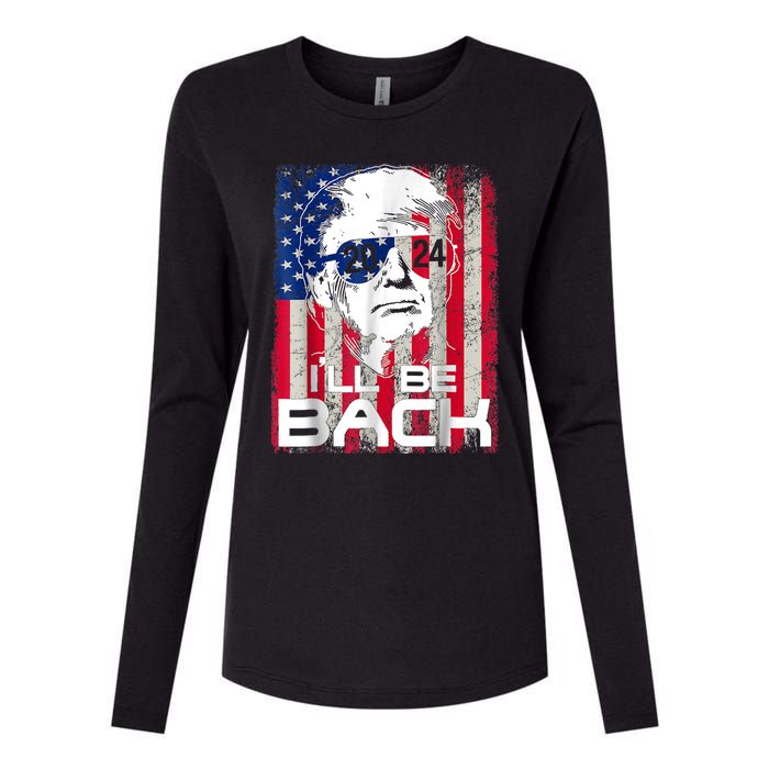 I'll Be Back Trump 2024 Vintage Donald Trump 4th Of July Womens Cotton Relaxed Long Sleeve T-Shirt