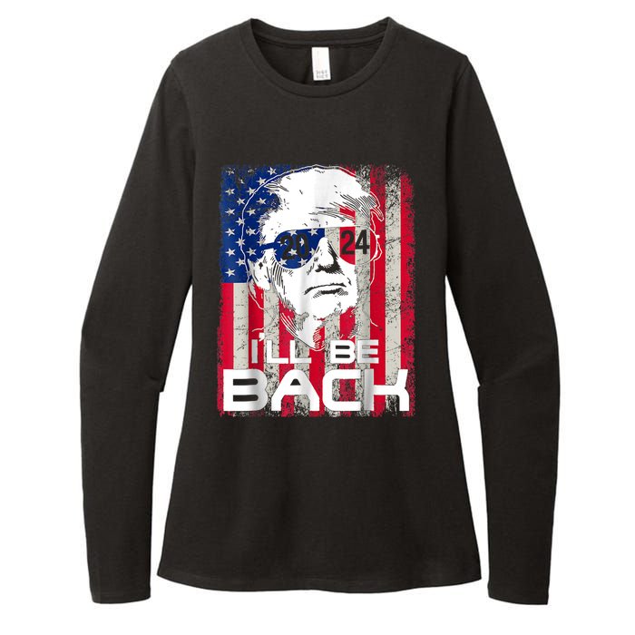 I'll Be Back Trump 2024 Vintage Donald Trump 4th Of July Womens CVC Long Sleeve Shirt