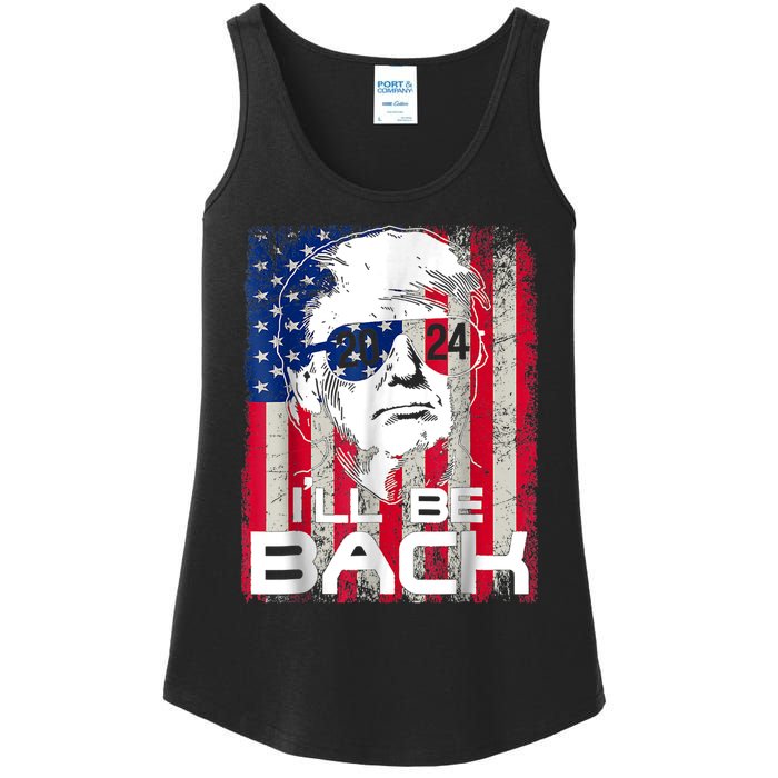 I'll Be Back Trump 2024 Vintage Donald Trump 4th Of July Ladies Essential Tank