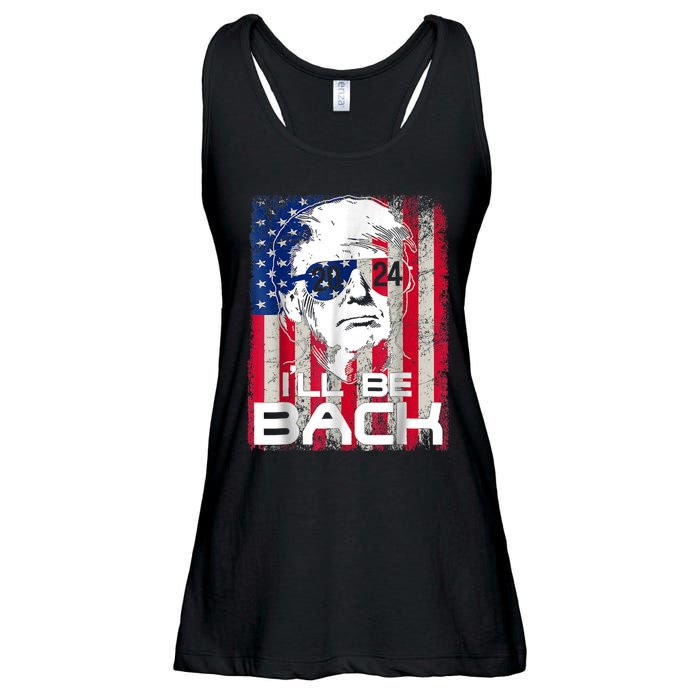 I'll Be Back Trump 2024 Vintage Donald Trump 4th Of July Ladies Essential Flowy Tank