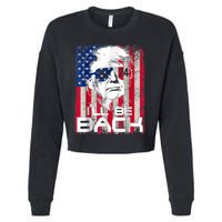 I'll Be Back Trump 2024 Vintage Donald Trump 4th Of July Cropped Pullover Crew