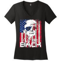 I'll Be Back Trump 2024 Vintage Donald Trump 4th Of July Women's V-Neck T-Shirt