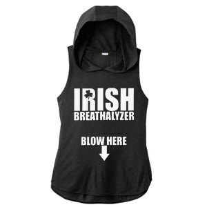 Irish Breathalyzer Blow Here funny patrick's day Ladies PosiCharge Tri-Blend Wicking Draft Hoodie Tank