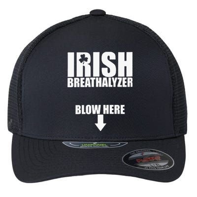 Irish Breathalyzer Blow Here funny patrick's day Flexfit Unipanel Trucker Cap