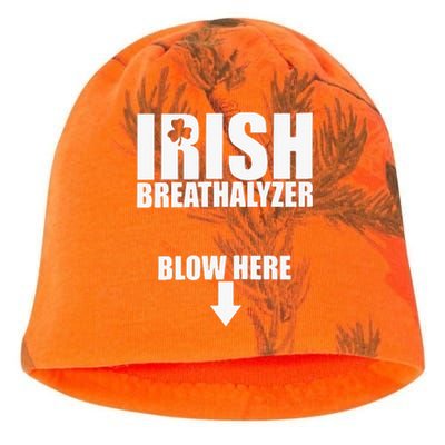 Irish Breathalyzer Blow Here funny patrick's day Kati - Camo Knit Beanie