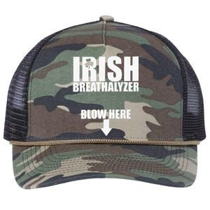 Irish Breathalyzer Blow Here funny patrick's day Retro Rope Trucker Hat Cap