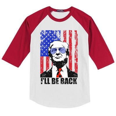 I’ll Be Back Funny Quote Trump 2024 July 4th Gift Kids Colorblock Raglan Jersey