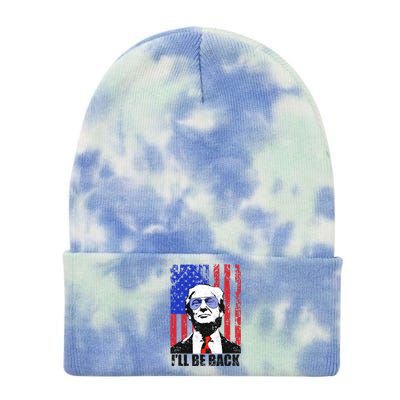 I’ll Be Back Funny Quote Trump 2024 July 4th Gift Tie Dye 12in Knit Beanie