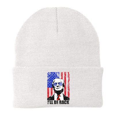 I’ll Be Back Funny Quote Trump 2024 July 4th Gift Knit Cap Winter Beanie