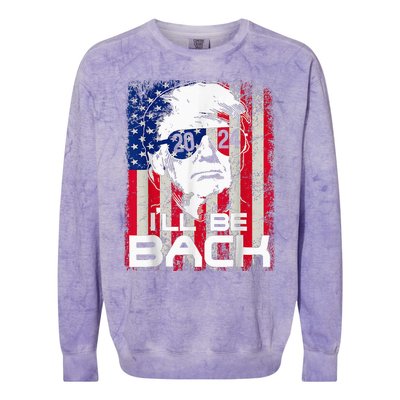 Ill Be Back Trump 2024 Vintage Donald Trump 4th Of July Colorblast Crewneck Sweatshirt