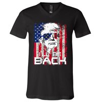 Ill Be Back Trump 2024 Vintage Donald Trump 4th Of July V-Neck T-Shirt