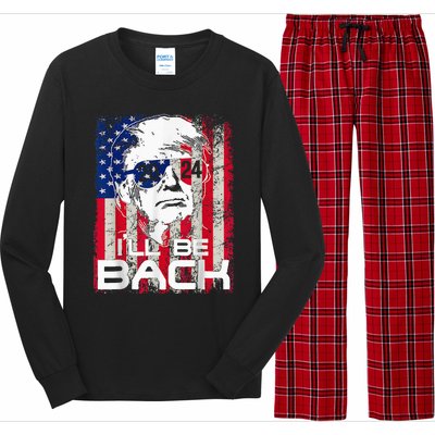 Ill Be Back Trump 2024 Vintage Donald Trump 4th Of July Long Sleeve Pajama Set