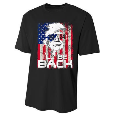 Ill Be Back Trump 2024 Vintage Donald Trump 4th Of July Performance Sprint T-Shirt