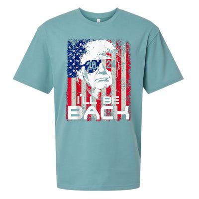 Ill Be Back Trump 2024 Vintage Donald Trump 4th Of July Sueded Cloud Jersey T-Shirt