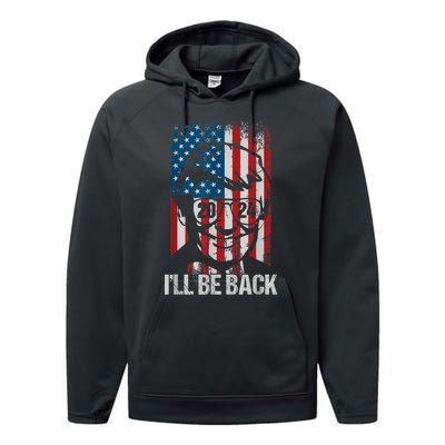 Ill Be Back Trump 2024 Vintage Donald Trump 4th Of July Performance Fleece Hoodie