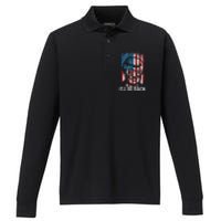 Ill Be Back Trump 2024 Vintage Donald Trump 4th Of July Performance Long Sleeve Polo