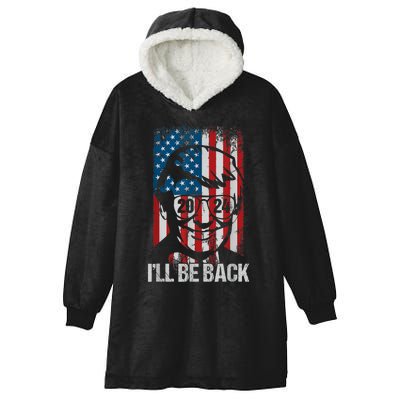 Ill Be Back Trump 2024 Vintage Donald Trump 4th Of July Hooded Wearable Blanket