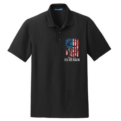 Ill Be Back Trump 2024 Vintage Donald Trump 4th Of July Dry Zone Grid Polo