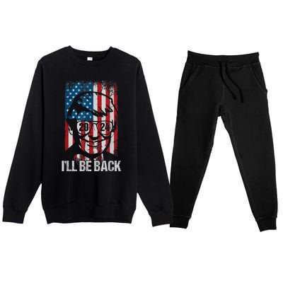 Ill Be Back Trump 2024 Vintage Donald Trump 4th Of July Premium Crewneck Sweatsuit Set