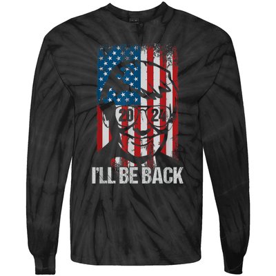 Ill Be Back Trump 2024 Vintage Donald Trump 4th Of July Tie-Dye Long Sleeve Shirt