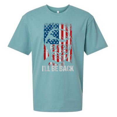 Ill Be Back Trump 2024 Vintage Donald Trump 4th Of July Sueded Cloud Jersey T-Shirt