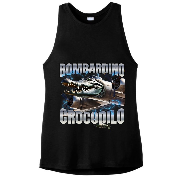 Italian Brainrot Bombardino Crocodilo Ladies PosiCharge Tri-Blend Wicking Tank