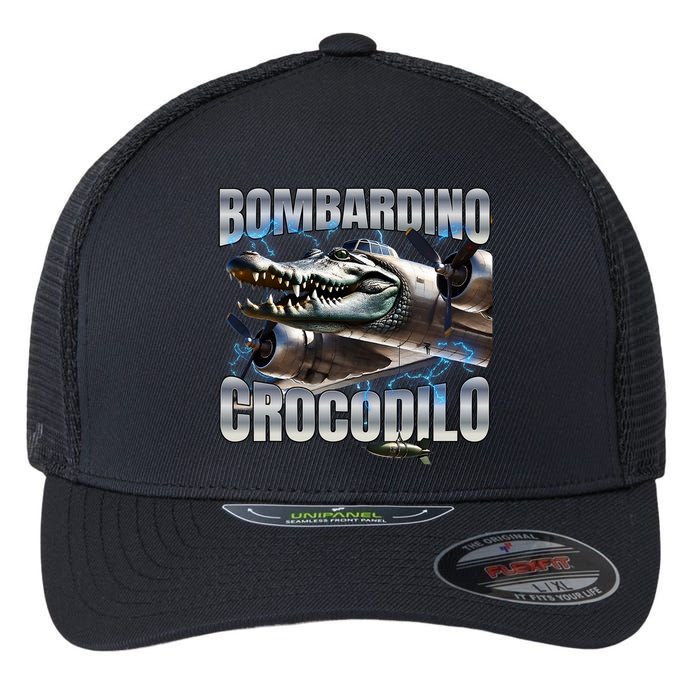 Italian Brainrot Bombardino Crocodilo Flexfit Unipanel Trucker Cap