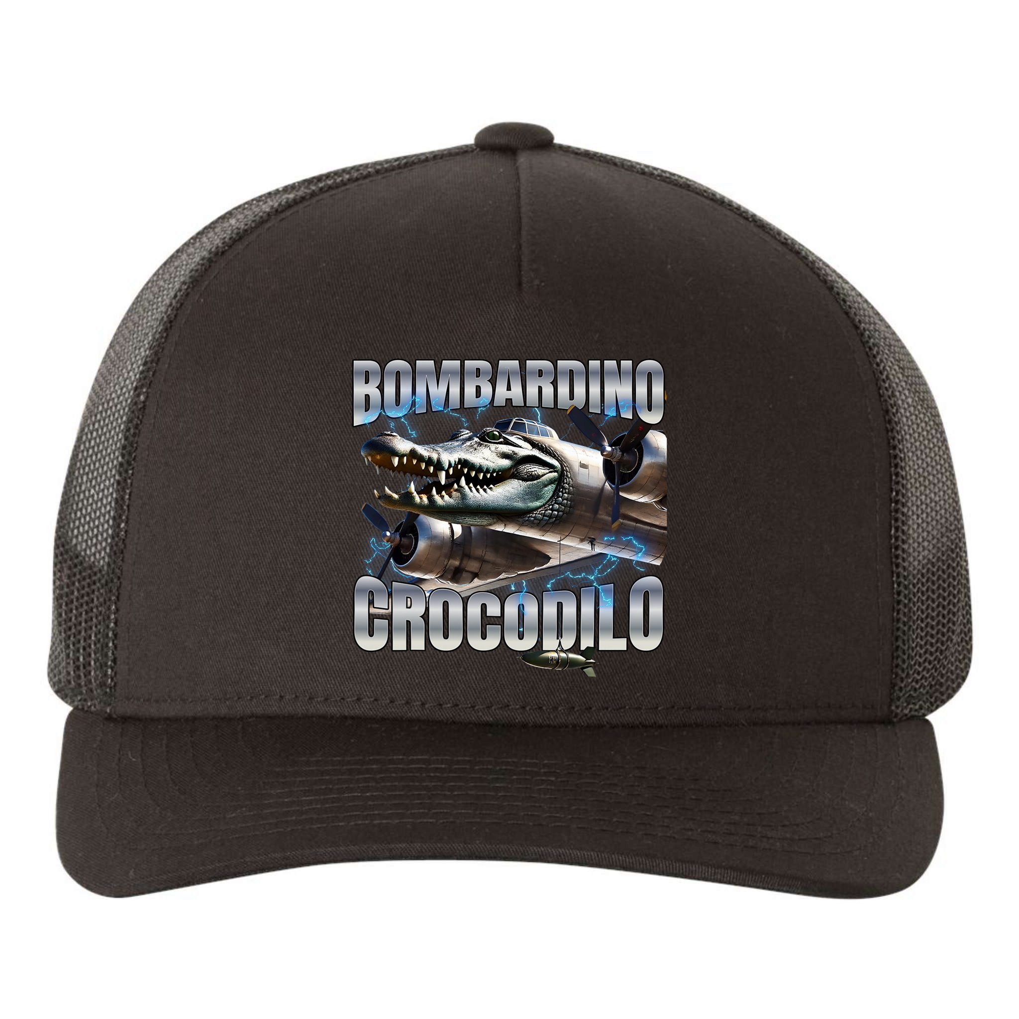 Italian Brainrot Bombardino Crocodilo Yupoong Adult 5-Panel Trucker Hat