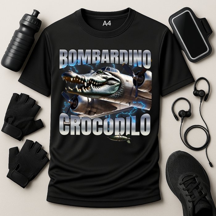 Italian Brainrot Bombardino Crocodilo Cooling Performance Crew T-Shirt