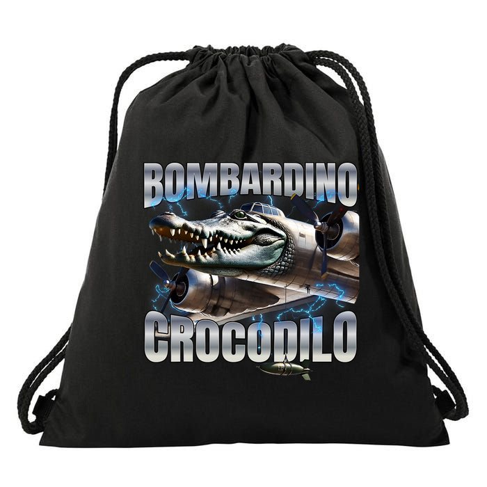 Italian Brainrot Bombardino Crocodilo Drawstring Bag