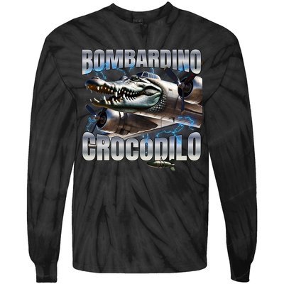 Italian Brainrot Bombardino Crocodilo Tie-Dye Long Sleeve Shirt