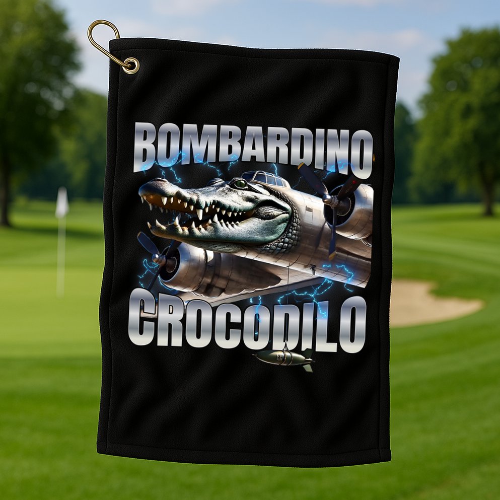 Italian Brainrot Bombardino Crocodilo Golf Towel
