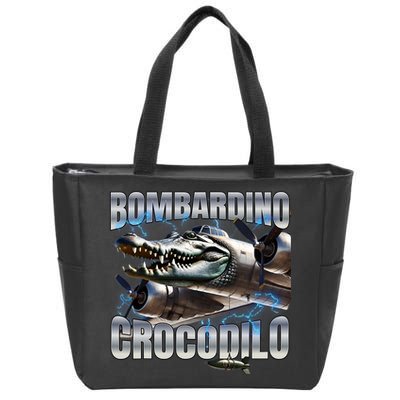 Italian Brainrot Bombardino Crocodilo Zip Tote Bag