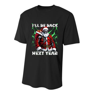 ILl Be Back Next Year Funny Si Fi Terminator Santa Youth Performance Sprint T-Shirt