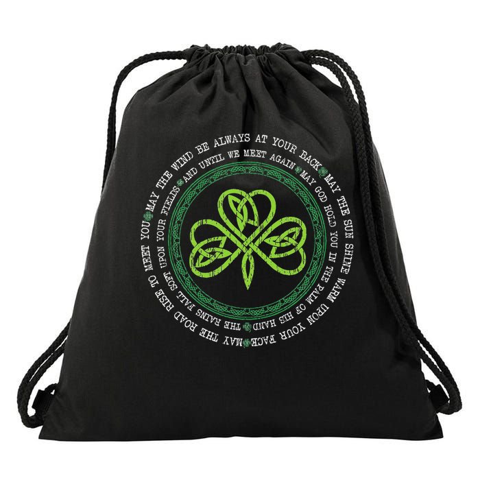 Irish Blessing Celtic Knot Patrick’S Day Shamrock Clover Drawstring Bag