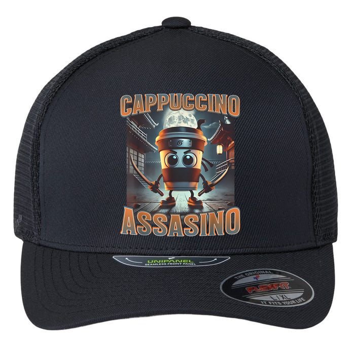 Italian Brainrot Cappuccino Assassino, Funny Cappuccino Meme Flexfit Unipanel Trucker Cap