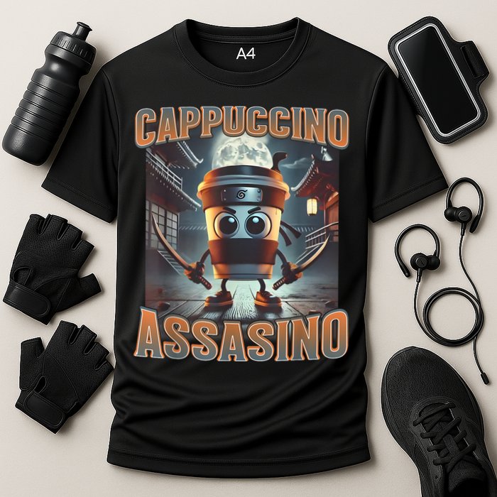 Italian Brainrot Cappuccino Assassino, Funny Cappuccino Meme Cooling Performance Crew T-Shirt