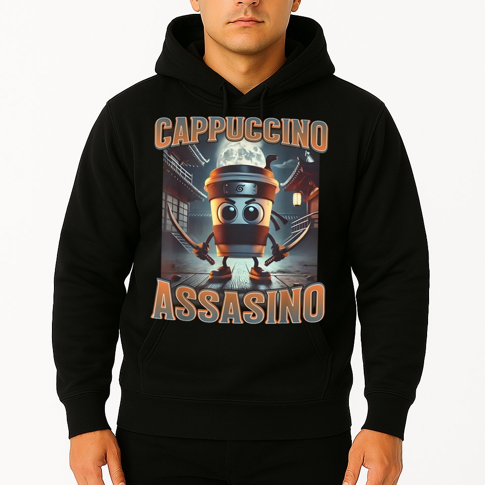 Italian Brainrot Cappuccino Assassino, Funny Cappuccino Meme Hoodie