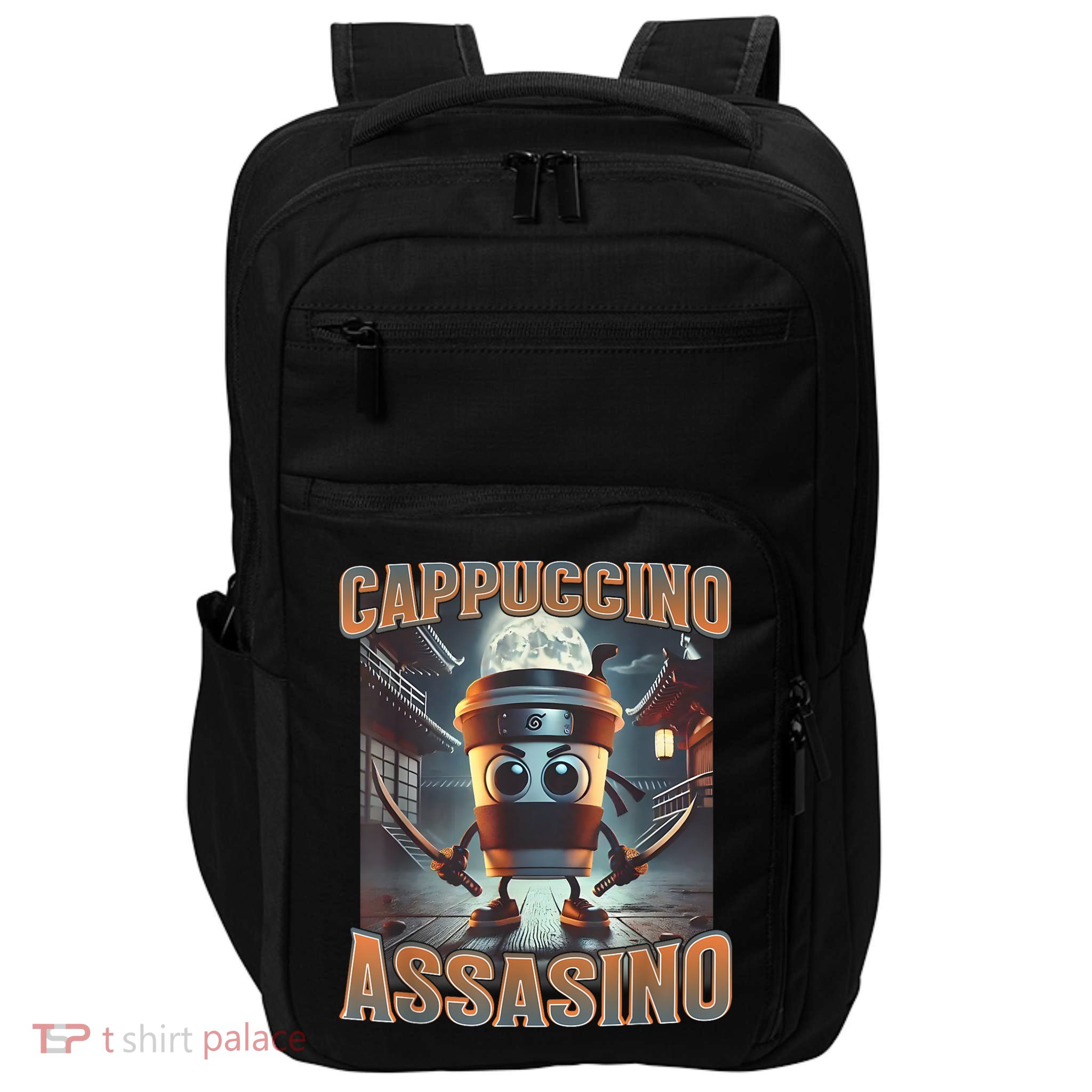 Italian Brainrot Cappuccino Assassino, Funny Cappuccino Meme Impact Tech Backpack