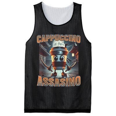 Italian Brainrot Cappuccino Assassino, Funny Cappuccino Meme Mesh Reversible Basketball Jersey Tank