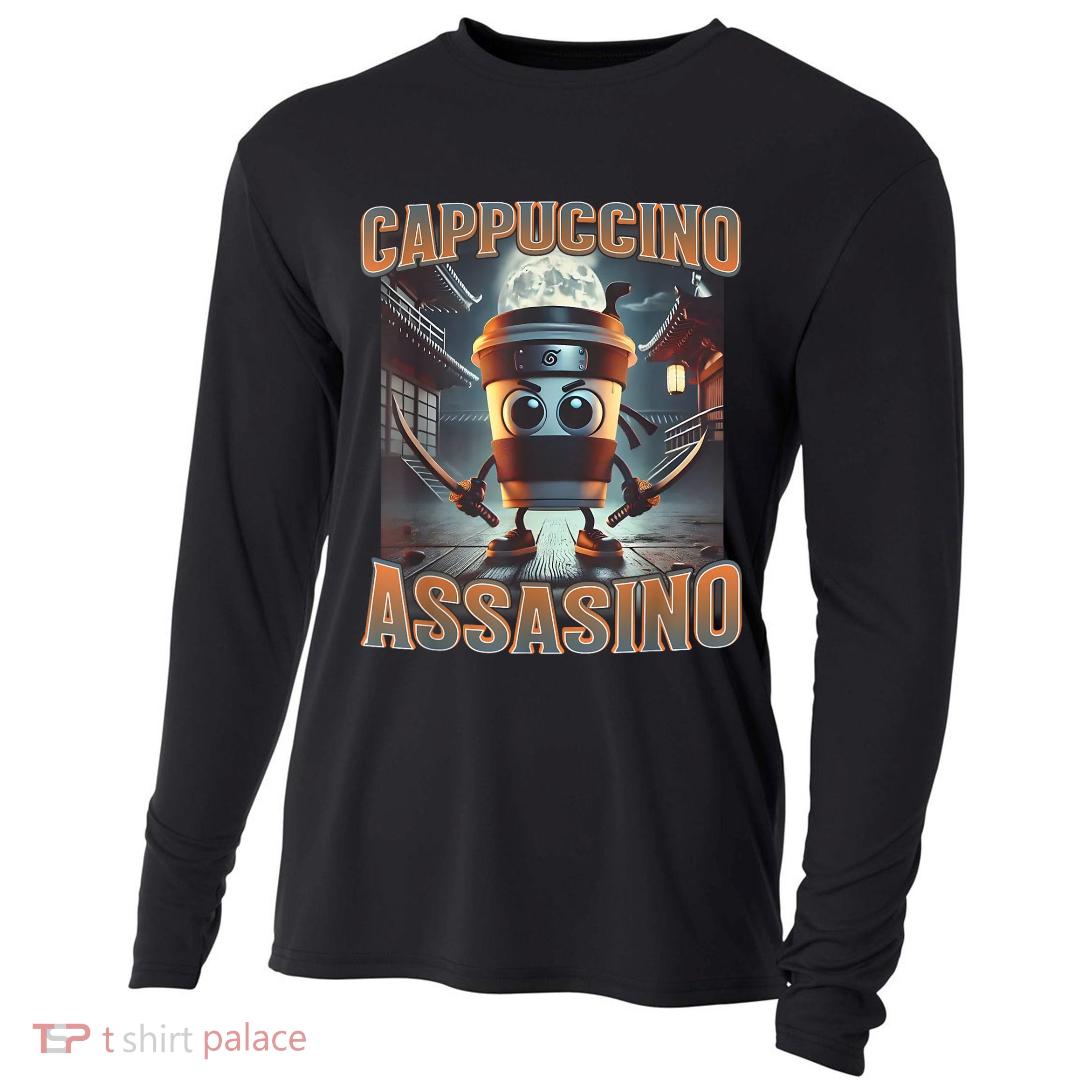 Italian Brainrot Cappuccino Assassino, Funny Cappuccino Meme Cooling Performance Long Sleeve Crew