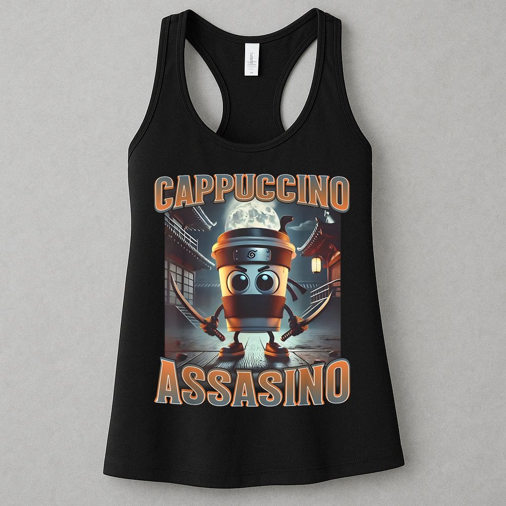 Italian Brainrot Cappuccino Assassino, Funny Cappuccino Meme Womens Tank Top