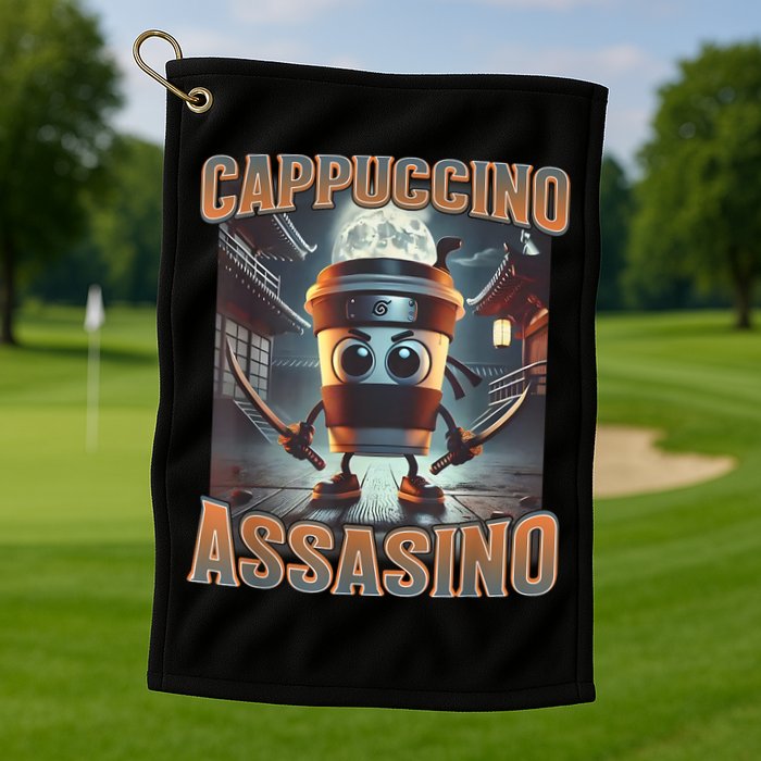 Italian Brainrot Cappuccino Assassino, Funny Cappuccino Meme Golf Towel