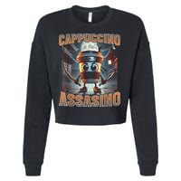 Italian Brainrot Cappuccino Assassino, Funny Cappuccino Meme Cropped Pullover Crew