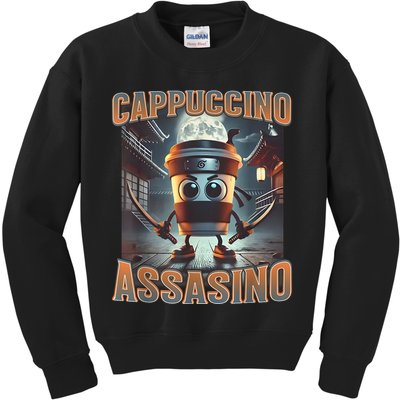 Italian Brainrot Cappuccino Assassino, Funny Cappuccino Meme Kids Sweatshirt