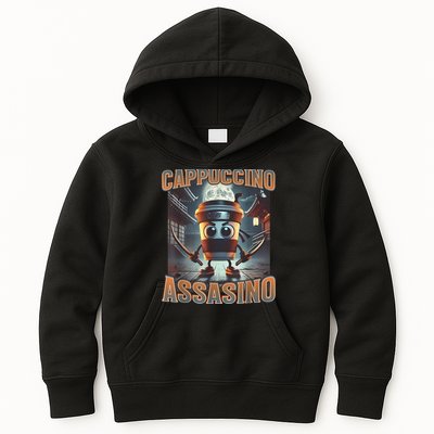 Italian Brainrot Cappuccino Assassino, Funny Cappuccino Meme Kids Hoodie