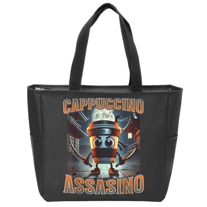 Italian Brainrot Cappuccino Assassino, Funny Cappuccino Meme Zip Tote Bag