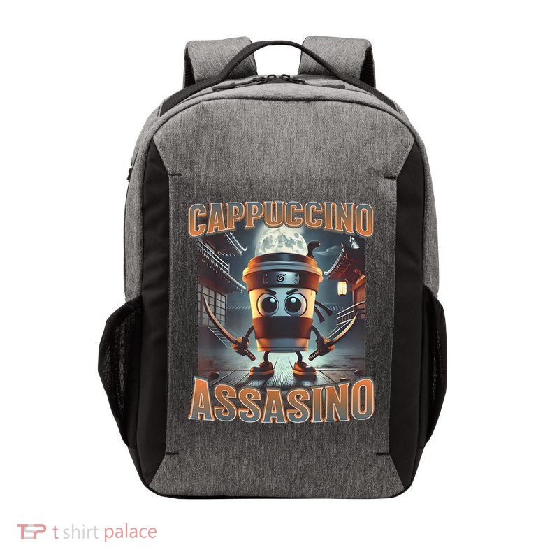 Italian Brainrot Cappuccino Assassino, Funny Cappuccino Meme Vector Backpack